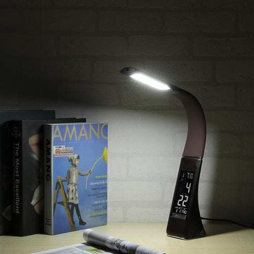 5W LED light dimming touch skin texture reading light with alarm clock black creative business table led lamp table lamp